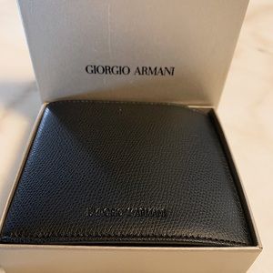 Emporio Armani Black Leather Bi Fold Wallet